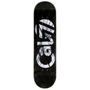 8.5-inch Cal 7 Heist skateboard deck with white Cal 7 logo on a black background and a shattered-glass graphic