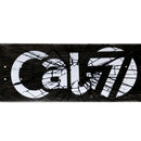 8.5-inch Cal 7 Heist skateboard deck with white Cal 7 logo on a black background and a shattered-glass graphic
