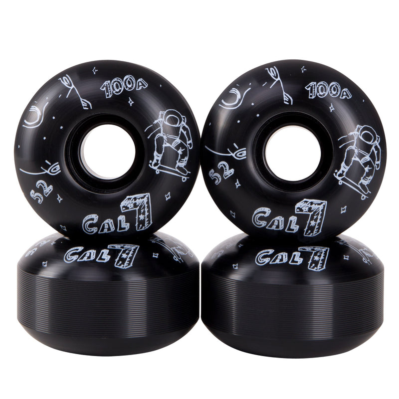 Cal 7 Catch-22 Skateboard Wheels, 52mm & 100A, Black & White Design (Interstellar)
