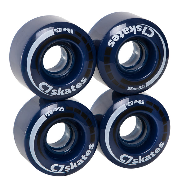 Blossom dark blue C7skates roller skate wheels made from durable polyurethane PU83A 58 mm diameter