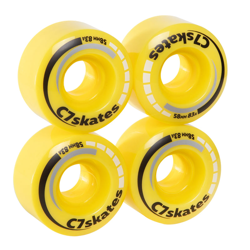Lemonpop yellow C7skates roller skate wheels made from durable polyurethane PU83A 58 mm diameter